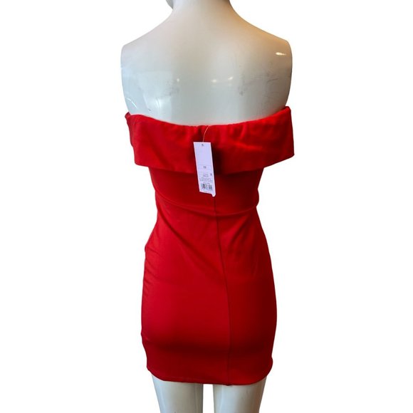 NWT Wild Fable Womens Off Shoulder Mini Dress F00246110 Stretch Red Size X Small - Picture 4 of 11